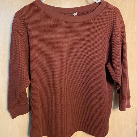Uniqlo 3/4 Sleeve Waffle Knit Top - Picture 1 of 4